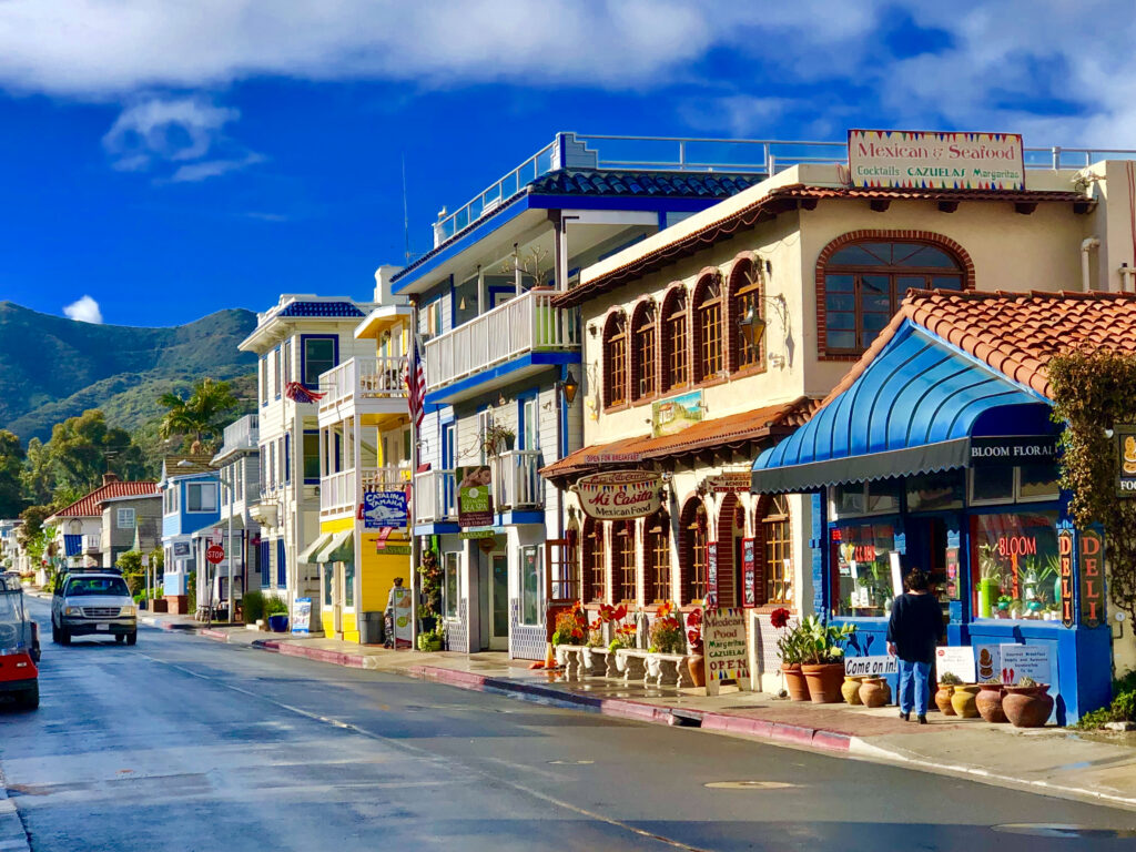 colorful streets in Avalon on Catalina Island California